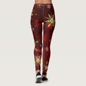 Weihnachten Goldene Schneeflocken im roten Hinterg Leggings (Rückseite)