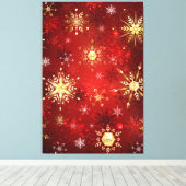 Weihnachten Goldene Schneeflocken im roten Hinterg Leinwanddruck (Insitu (Holzboden))
