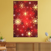 Weihnachten Goldene Schneeflocken im roten Hinterg Leinwanddruck (Insitu (Wohnzimmer))