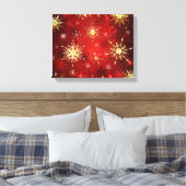 Weihnachten Goldene Schneeflocken im roten Hinterg Leinwanddruck (Insitu (Schlafzimmer))