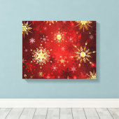 Weihnachten Goldene Schneeflocken im roten Hinterg Leinwanddruck (Insitu (Holzboden))