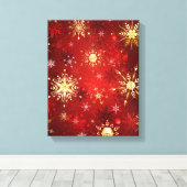 Weihnachten Goldene Schneeflocken im roten Hinterg Leinwanddruck (Insitu (Holzboden))