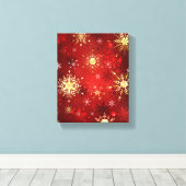 Weihnachten Goldene Schneeflocken im roten Hinterg Leinwanddruck (Insitu (Holzboden))