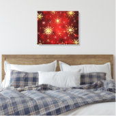 Weihnachten Goldene Schneeflocken im roten Hinterg Leinwanddruck (Insitu (Schlafzimmer))