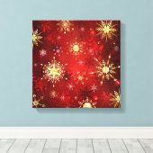 Weihnachten Goldene Schneeflocken im roten Hinterg Leinwanddruck (Insitu (Holzboden))