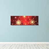Weihnachten Goldene Schneeflocken im roten Hinterg Leinwanddruck (Insitu (Holzboden))