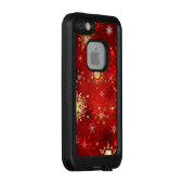 Weihnachten Goldene Schneeflocken im roten Hinterg LifeProof iPhone Hülle (Hinten/Rechts)
