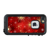 Weihnachten Goldene Schneeflocken im roten Hinterg LifeProof iPhone Hülle (Rückseite (Horizontal))