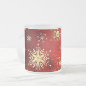 Weihnachten Goldene Schneeflocken im roten Hinterg Mattglastasse (Vorderseite Links)