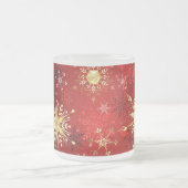 Weihnachten Goldene Schneeflocken im roten Hinterg Mattglastasse (Mittel)