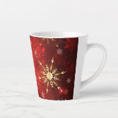 Weihnachten Goldene Schneeflocken im roten Hinterg Milchtasse (Rechts)