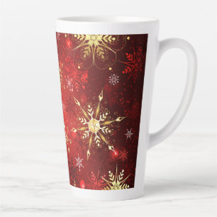 Weihnachten Goldene Schneeflocken im roten Hinterg Milchtasse