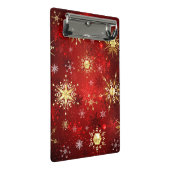 Weihnachten Goldene Schneeflocken im roten Hinterg Mini Klemmbrett (Schrägansicht)