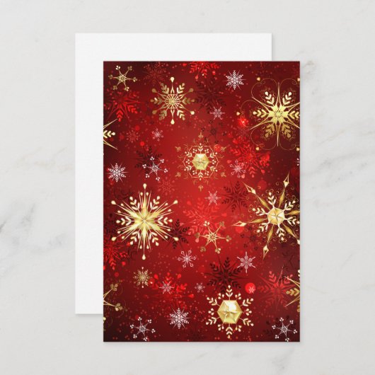 Weihnachten Goldene Schneeflocken im roten Hinterg Mitteilungskarte (Vorne/Hinten)