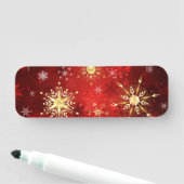 Weihnachten Goldene Schneeflocken im roten Hinterg Namensschild (Beispiel)