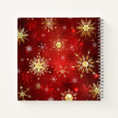 Weihnachten Goldene Schneeflocken im roten Hinterg Notizblock (Rückseite)