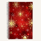 Weihnachten Goldene Schneeflocken im roten Hinterg Notizblock (Vorderseite)
