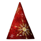 Weihnachten Goldene Schneeflocken im roten Hinterg Partyhütchen (Rechts)