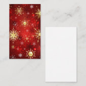 Weihnachten Goldene Schneeflocken im roten Hinterg Platzkarte (Vorne/Hinten)