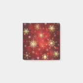 Weihnachten Goldene Schneeflocken im roten Hinterg Post-it Klebezettel (Vorderseite)