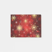 Weihnachten Goldene Schneeflocken im roten Hinterg Post-it Klebezettel (Vorderseite)