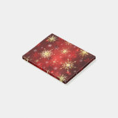 Weihnachten Goldene Schneeflocken im roten Hinterg Post-it Klebezettel (angewinkelt)