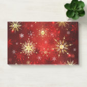 Weihnachten Goldene Schneeflocken im roten Hinterg Post-it Klebezettel (Büro)