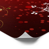 Weihnachten Goldene Schneeflocken im roten Hinterg Poster (Ecke)