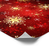 Weihnachten Goldene Schneeflocken im roten Hinterg Poster