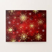 Weihnachten Goldene Schneeflocken im roten Hinterg Puzzle (Horizontal)