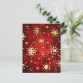 Weihnachten Goldene Schneeflocken im roten Hinterg RSVP Karte (Stehend Vorderseite)