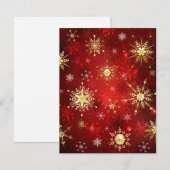 Weihnachten Goldene Schneeflocken im roten Hinterg RSVP Karte (Vorne/Hinten)
