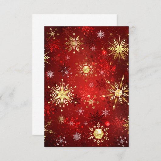 Weihnachten Goldene Schneeflocken im roten Hinterg RSVP Karte (Vorne/Hinten)
