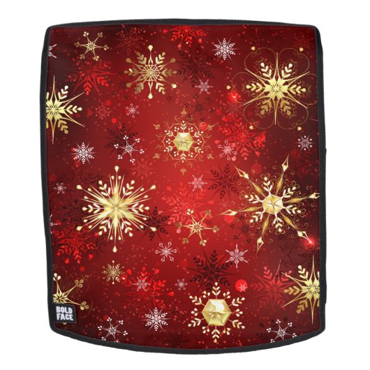 Weihnachten Goldene Schneeflocken im roten Hinterg Rucksack (Abnehmbare Front)