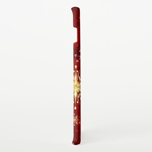 Weihnachten Goldene Schneeflocken im roten Hinterg Samsung Galaxy Hülle (Rechte Seite)