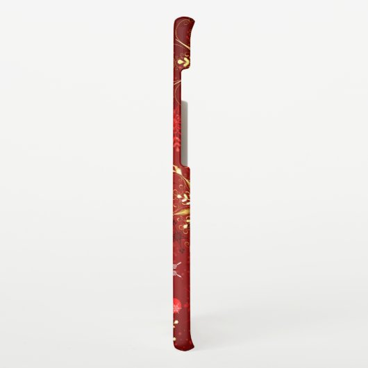 Weihnachten Goldene Schneeflocken im roten Hinterg Samsung Galaxy Hülle (Linke Seite)