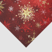 Weihnachten Goldene Schneeflocken im roten Hinterg Seidenpapier (Ausschnitt)