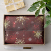 Weihnachten Goldene Schneeflocken im roten Hinterg Seidenpapier (Geschenk)