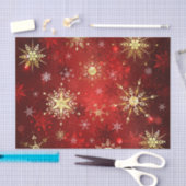 Weihnachten Goldene Schneeflocken im roten Hinterg Seidenpapier (Handwerk)