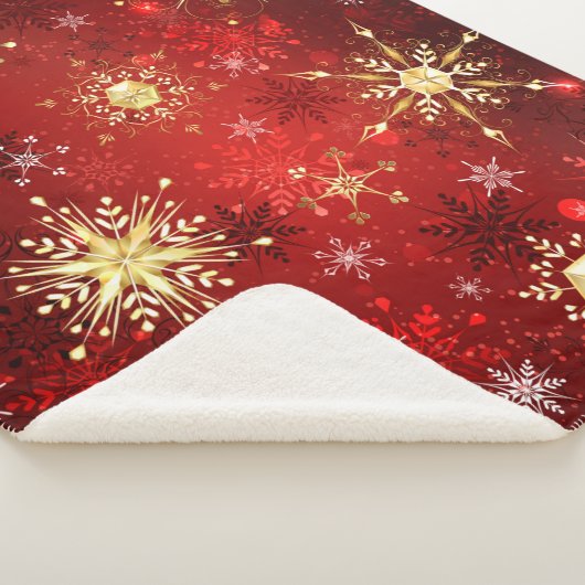 Weihnachten Goldene Schneeflocken im roten Hinterg Sherpadecke (3/4)