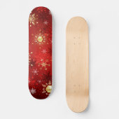Weihnachten Goldene Schneeflocken im roten Hinterg Skateboard (Vorderseite)