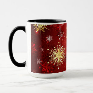 Weihnachten Goldene Schneeflocken im roten Hinterg Tasse