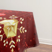 Weihnachten Goldene Schneeflocken im roten Hinterg Tischdecke (Beispiel)