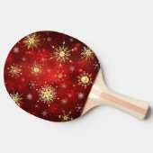 Weihnachten Goldene Schneeflocken im roten Hinterg Tischtennis Schläger (Seitenansicht)