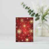 Weihnachten Goldene Schneeflocken im roten Hinterg Treuekarte (Stehend Vorderseite)