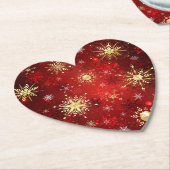 Weihnachten Goldene Schneeflocken im roten Hinterg Untersetzer (angewinkelt)