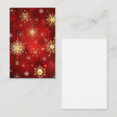 Weihnachten Goldene Schneeflocken im roten Hinterg Visitenkarte (Vorne/Hinten)