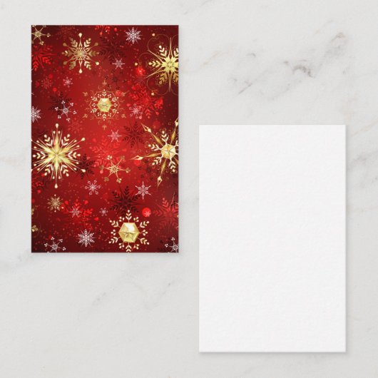 Weihnachten Goldene Schneeflocken im roten Hinterg Visitenkarte (Vorne/Hinten)
