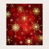 Weihnachten Goldene Schneeflocken im roten Hinterg Visitenkarten (Außenseite Aufgefaltet)