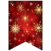 Weihnachten Goldene Schneeflocken im roten Hinterg Wimpelkette (Erste Fahne)